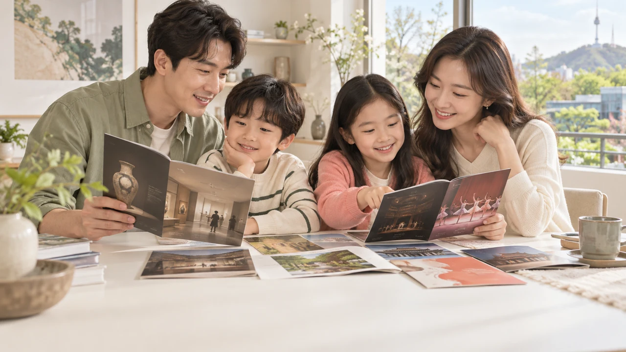 문화누리카드 이미지와 문화예술, 관광, 체육 활동을 즐기는 사람들의 모습