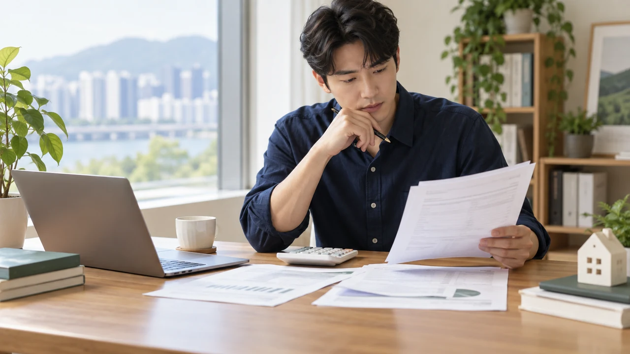 대출 중도상환수수료 계산을 위한 계약서와 계산기